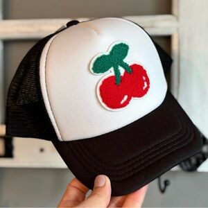 Cherries on Top Cute Trucker Hat with Red Cherries Patch